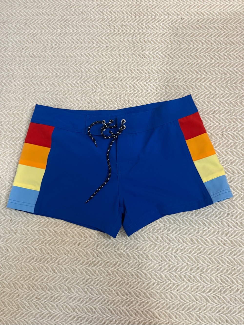 Greenline Royal Blue Board Shorts with Rainbow Side Panels - size 8